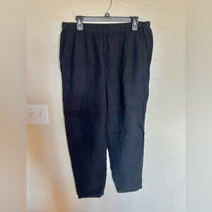 EILEEN FISHER COTTON ELASTIC WAIST SLIM POCKET PULL-ON PANTS Medium
